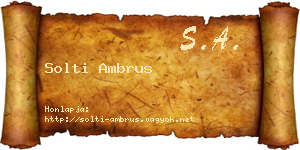 Solti Ambrus névjegykártya